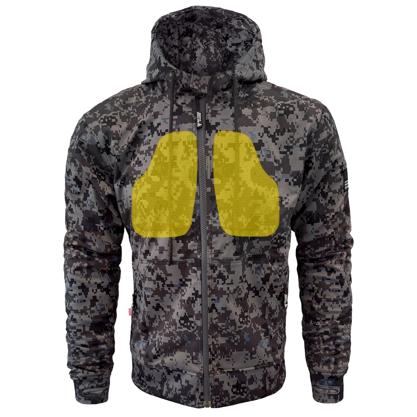 Protective SoftShell Unisex Camouflage Hoodie - “Devil Six” with Pads