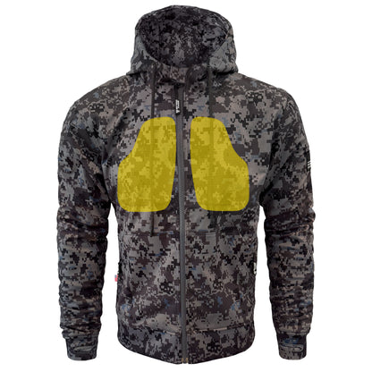Protective SoftShell Unisex Camouflage Hoodie - “Devil Six” with Pads