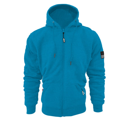 Protective Fleece Unisex Hoodie - Aqua Blue with Pads