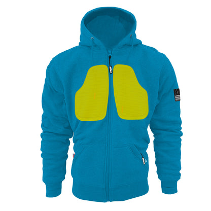 Protective Fleece Unisex Hoodie - Aqua Blue with Pads