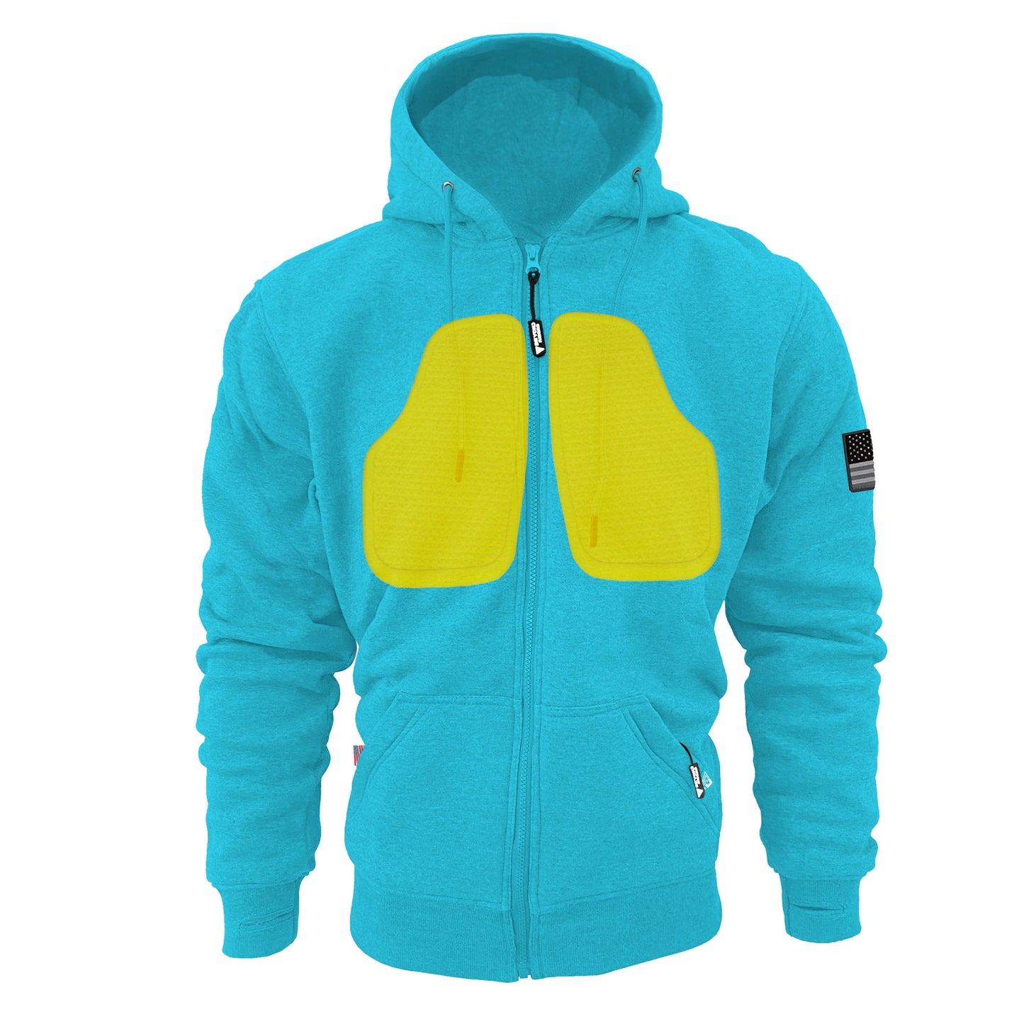 Protective Fleece Unisex Hoodie - Sky Blue with Pads