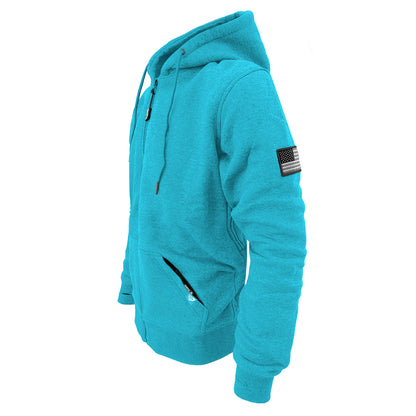 Protective Fleece Unisex Hoodie - Sky Blue with Pads