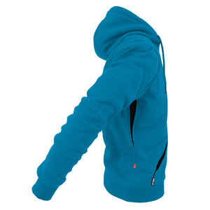Protective Fleece Unisex Hoodie - Aqua Blue with Pads