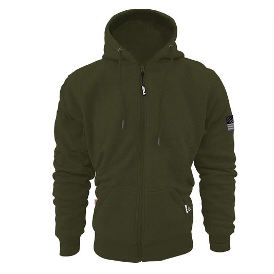 Protective Fleece Unisex Hoodie - Army Green with Pads