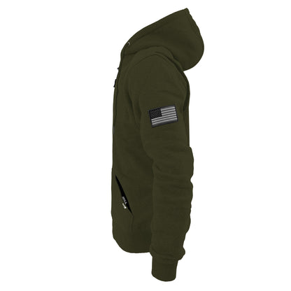 Protective Fleece Unisex Hoodie - Army Green with Pads