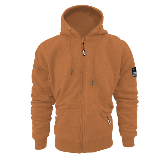 Protective Fleece Unisex Hoodie - Camel with Pads