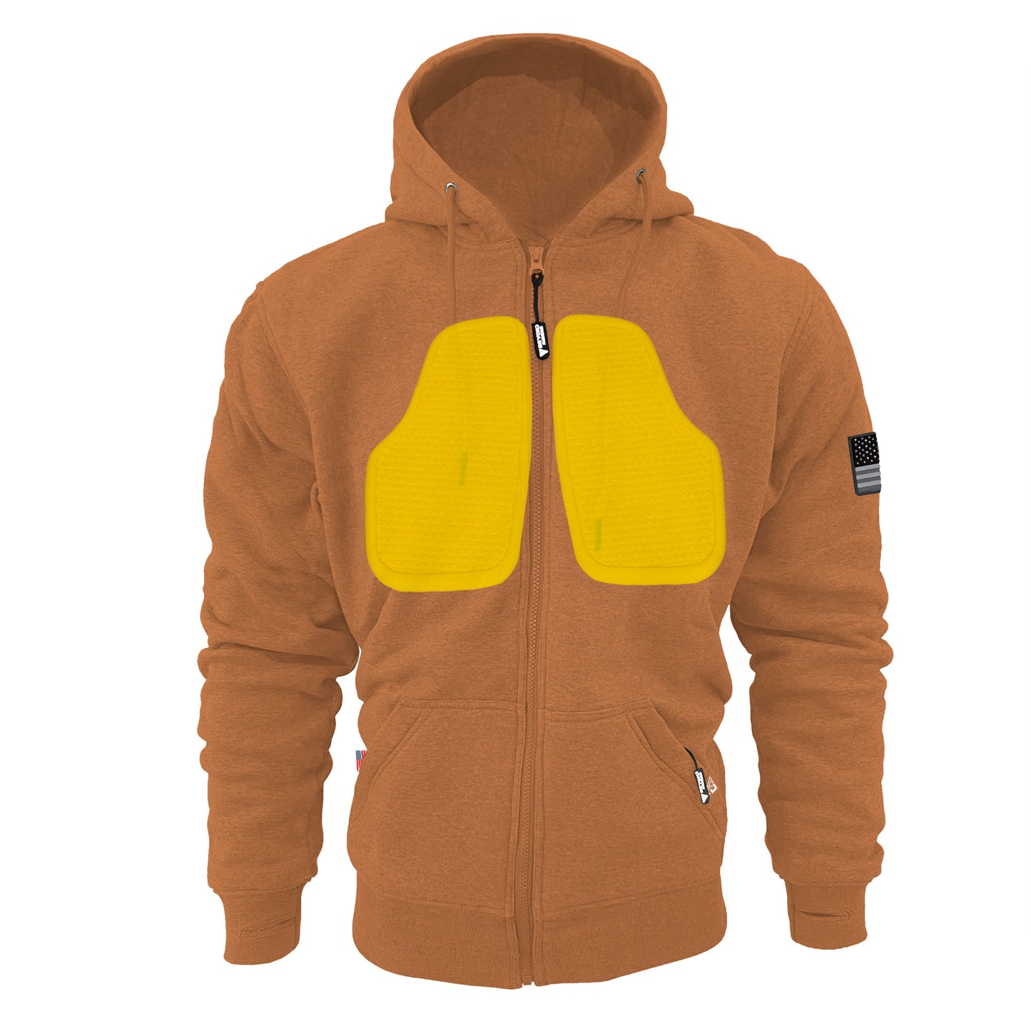 Protective Fleece Unisex Hoodie - Camel with Pads