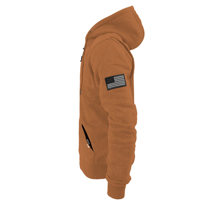 Protective Fleece Unisex Hoodie - Camel with Pads