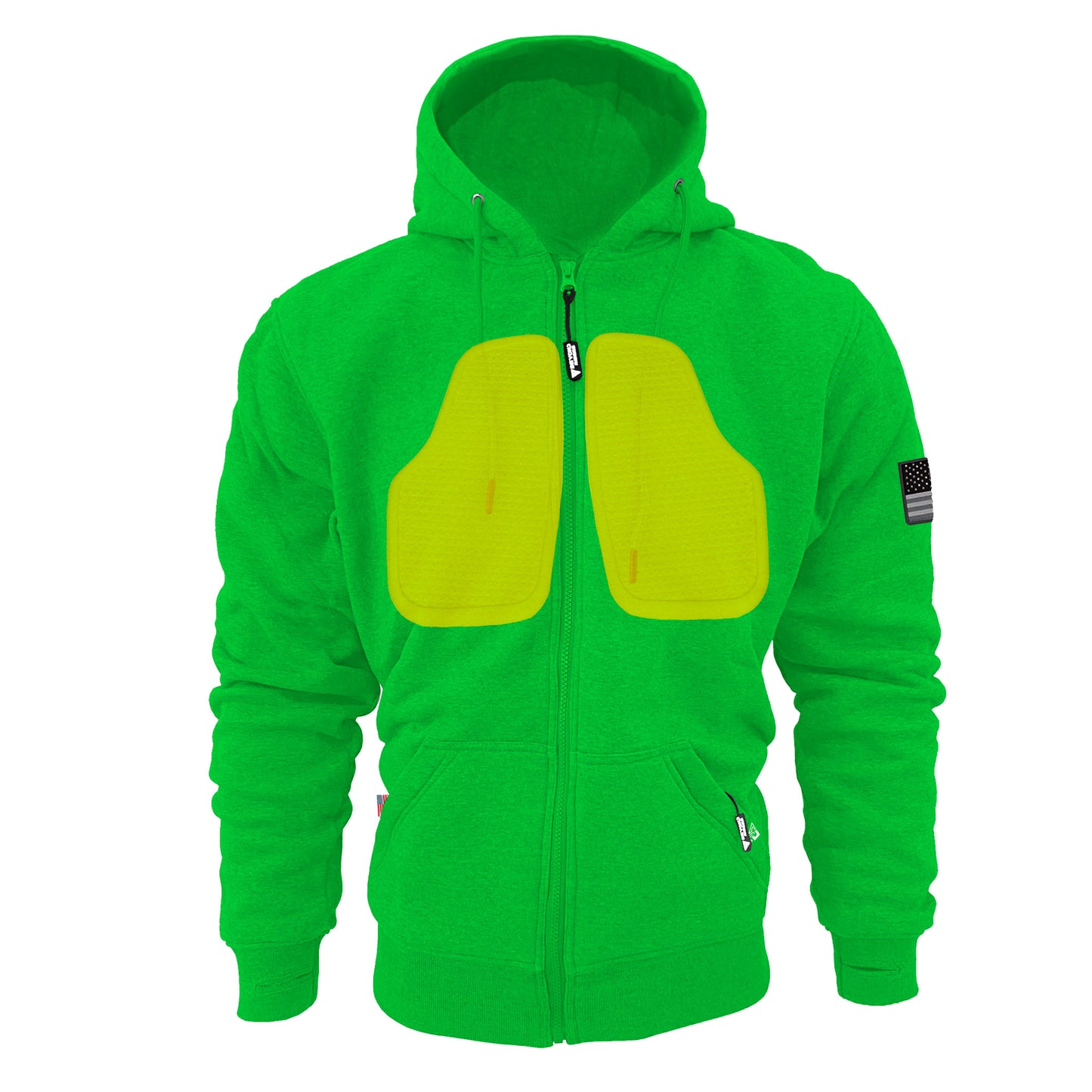 Protective Fleece Unisex Hoodie - Green with Pads