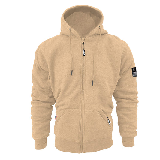 Protective Fleece Unisex Hoodie - Khaki with Pads