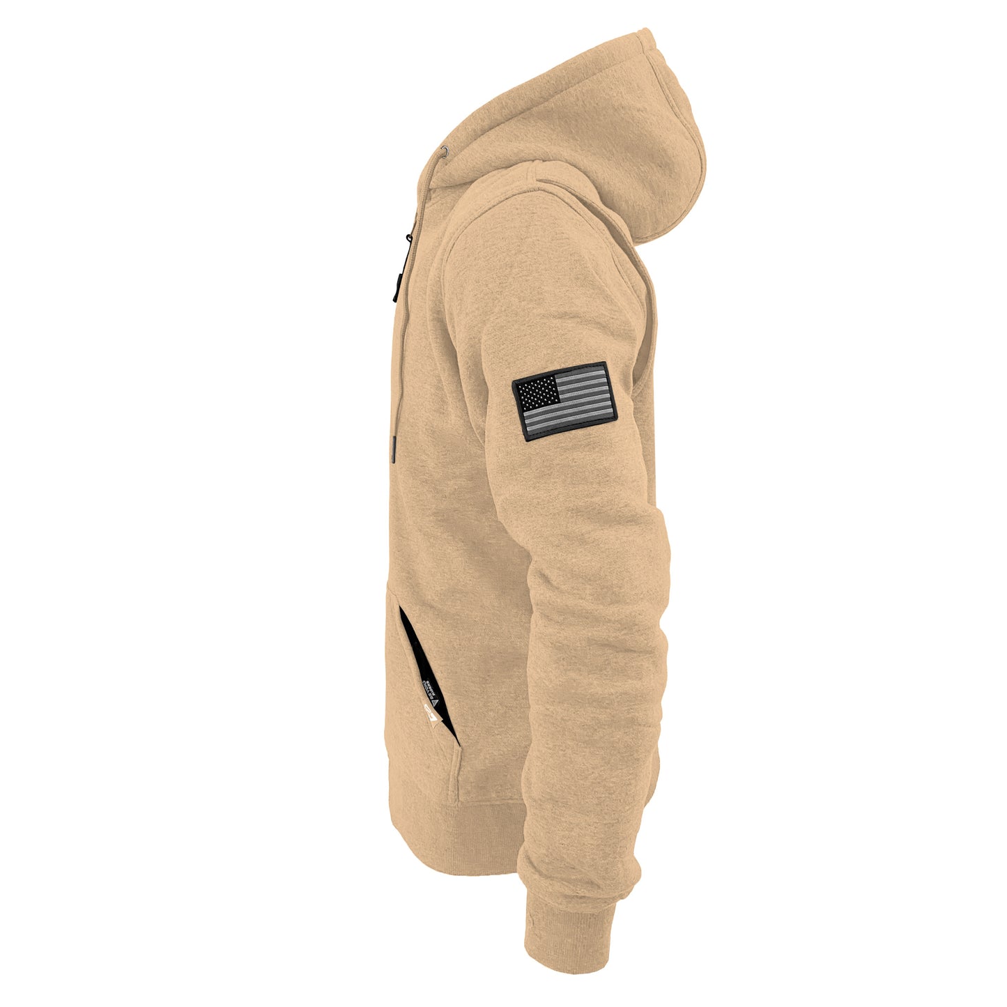 Protective Fleece Unisex Hoodie - Khaki with Pads