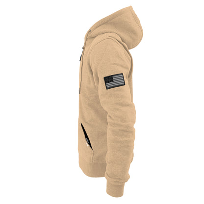 Protective Fleece Unisex Hoodie - Khaki with Pads