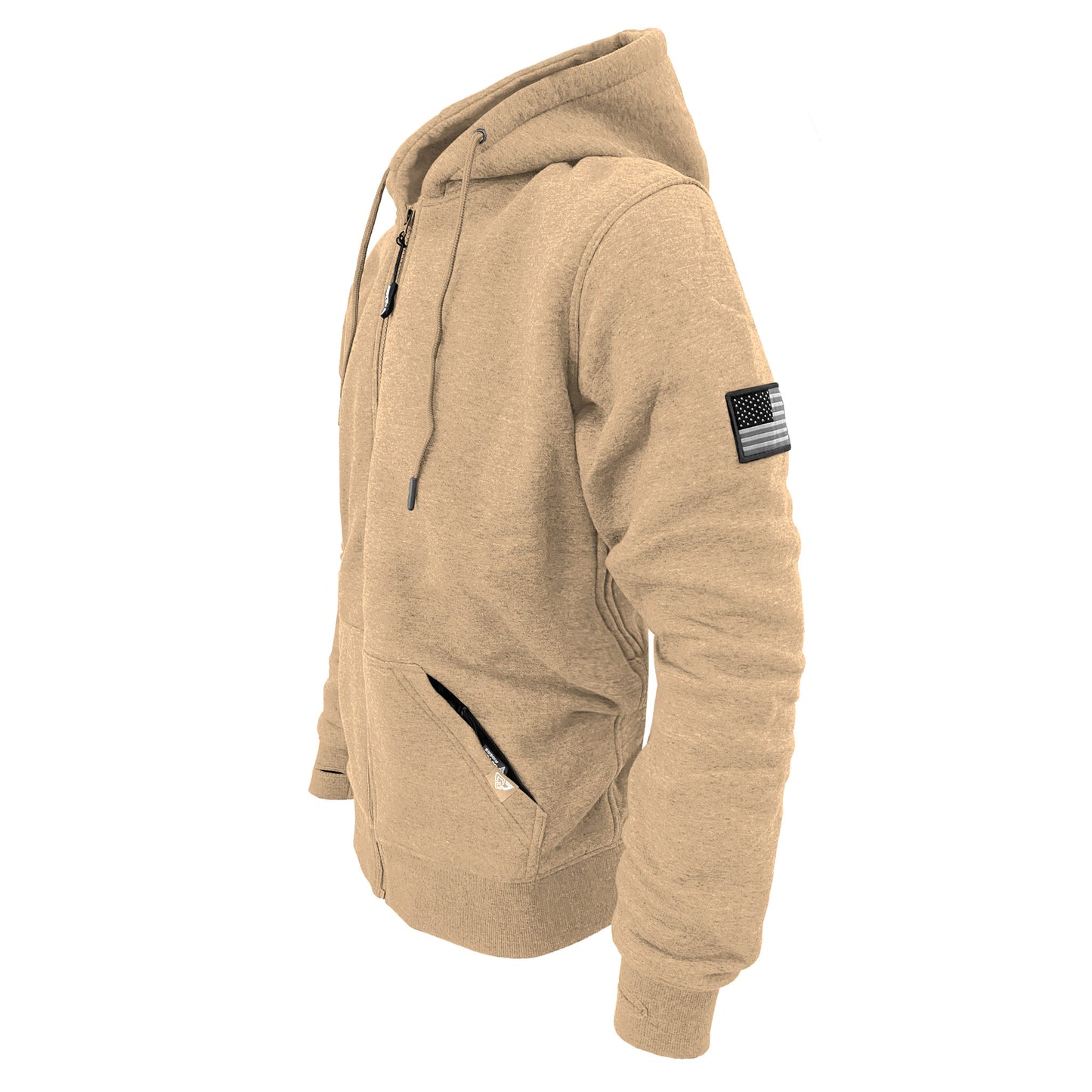 Protective Fleece Unisex Hoodie - Khaki with Pads