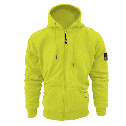 Protective Fleece Unisex Hoodie - Lime Yellow with Pads