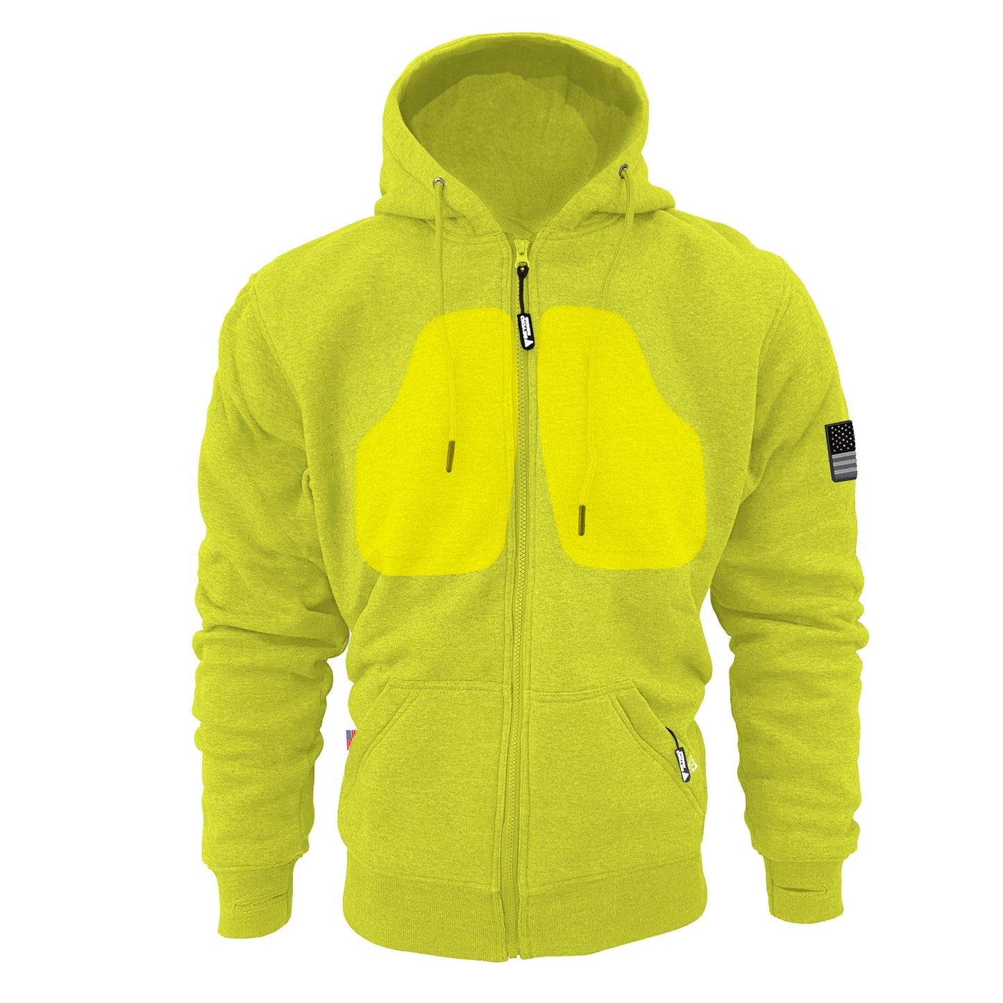 Protective Fleece Unisex Hoodie - Lime Yellow with Pads