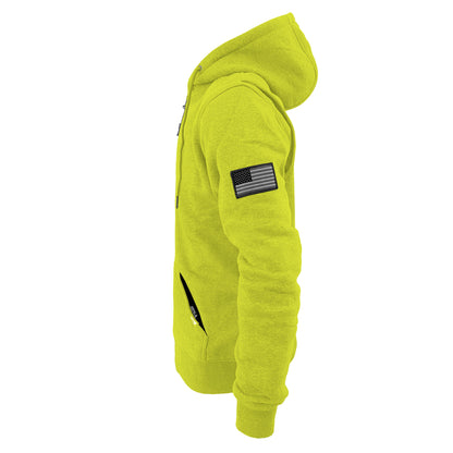 Protective Fleece Unisex Hoodie - Lime Yellow with Pads