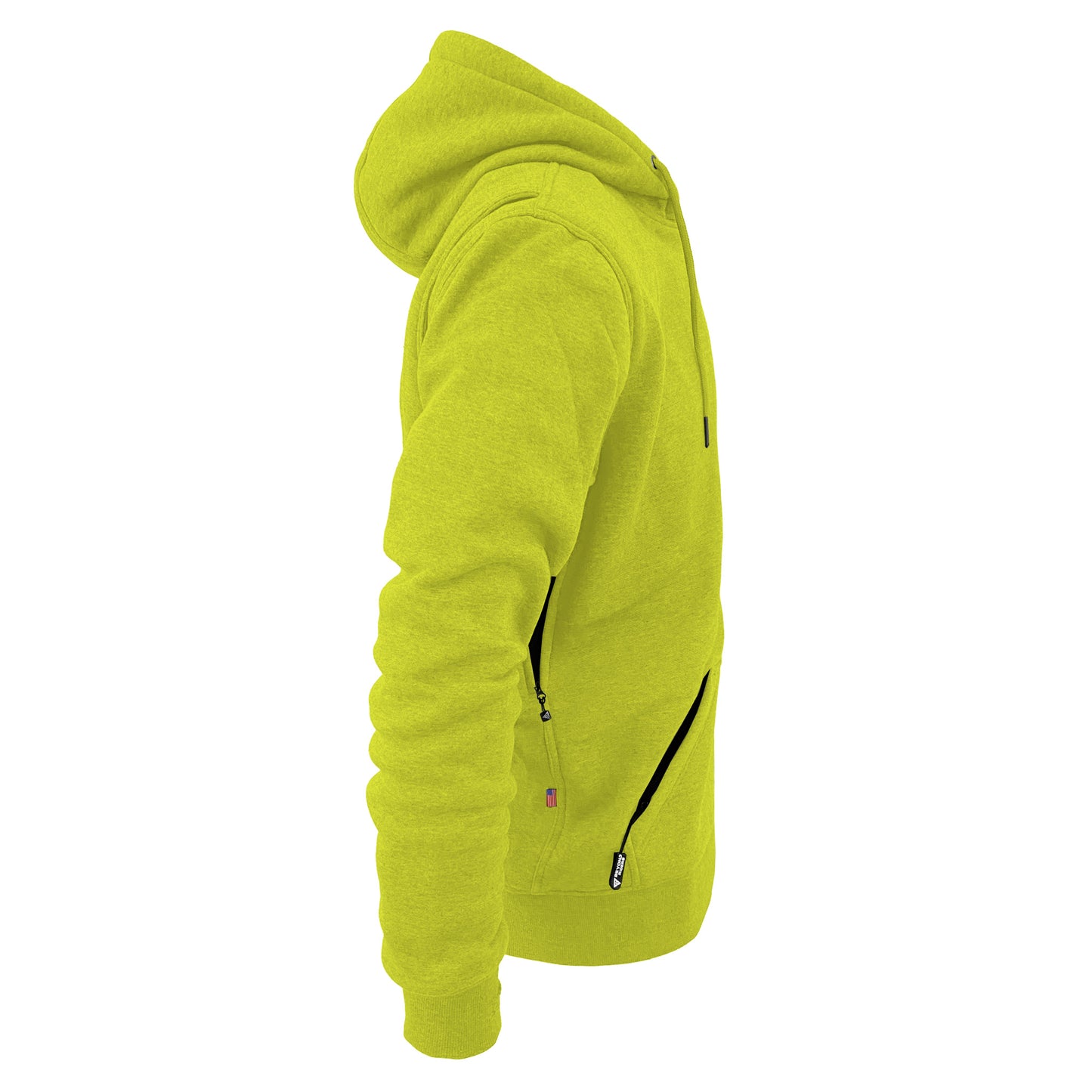 Protective Fleece Unisex Hoodie - Lime Yellow with Pads