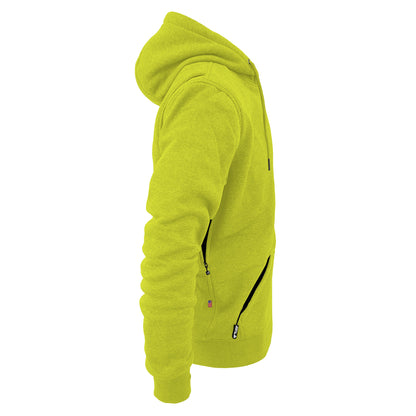 Protective Fleece Unisex Hoodie - Lime Yellow with Pads