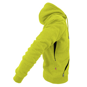 Protective Fleece Unisex Hoodie - Lime Yellow with Pads