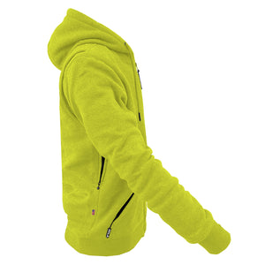 Protective Fleece Unisex Hoodie - Lime Yellow with Pads