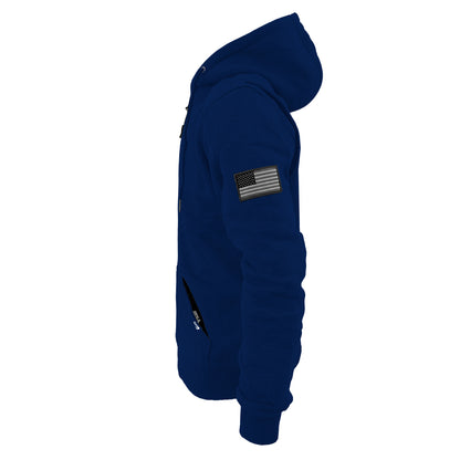Protective Fleece Unisex Hoodie - Navy Blue with Pads