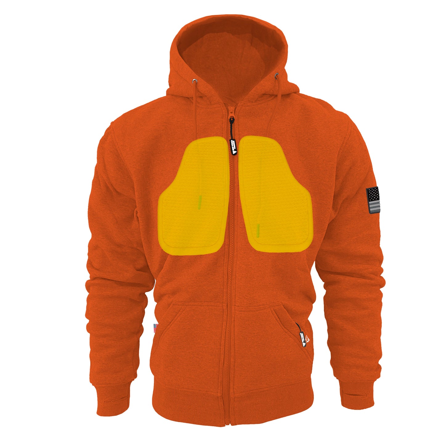 Protective Fleece Unisex Hoodie - Orange with Pads