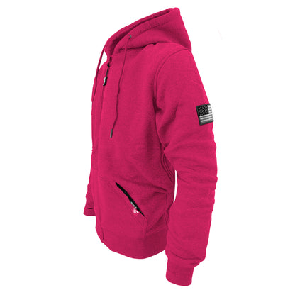 Protective Fleece Unisex Hoodie - Pink with Pads
