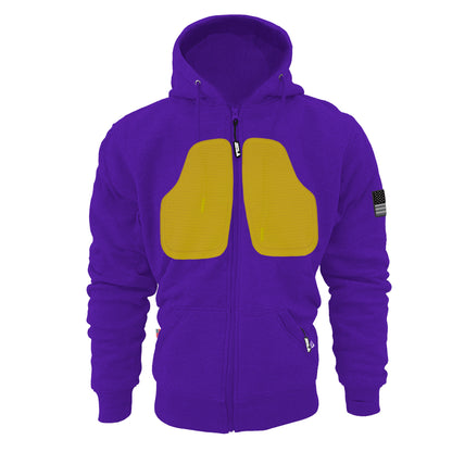 Protective Fleece Unisex Hoodie - Purple with Pads