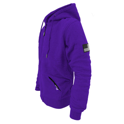 Protective Fleece Unisex Hoodie - Purple with Pads