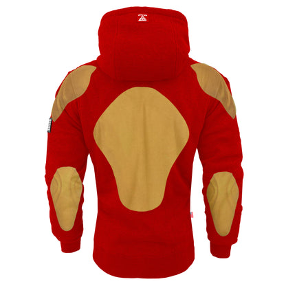Protective Fleece Unisex Hoodie - Red with Pads