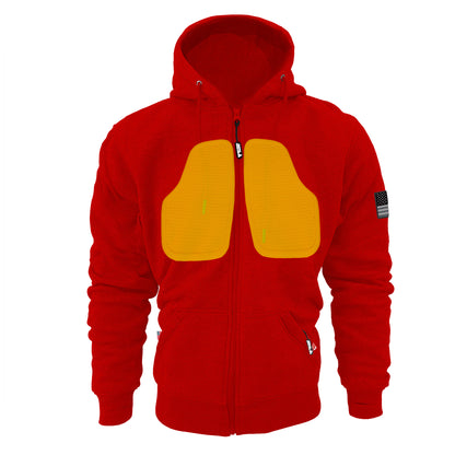 Protective Fleece Unisex Hoodie - Red with Pads