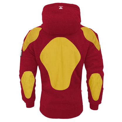 Protective Fleece Unisex Hoodie - Red Maroon with Pads