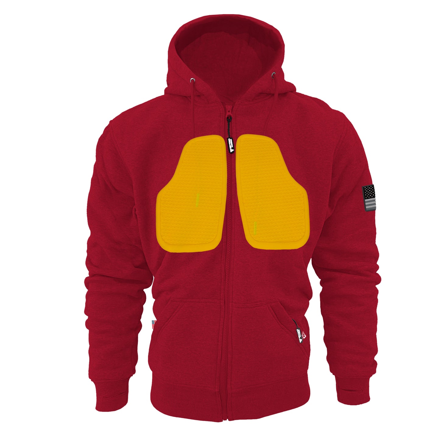 Protective Fleece Unisex Hoodie - Red Maroon with Pads