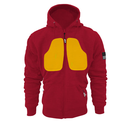Protective Fleece Unisex Hoodie - Red Maroon with Pads