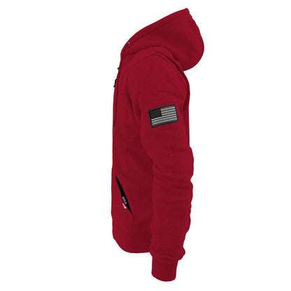 Protective Fleece Unisex Hoodie - Red Maroon with Pads
