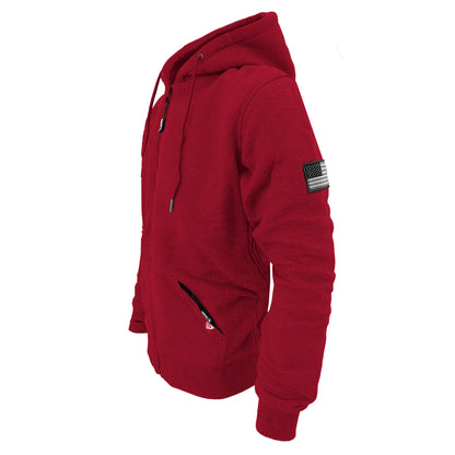 Protective Fleece Unisex Hoodie - Red Maroon with Pads