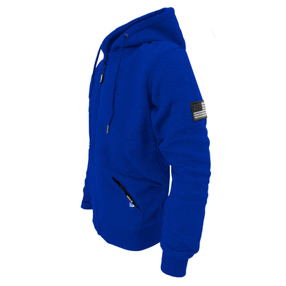 Protective Fleece Unisex Hoodie - Royal Blue with Pads
