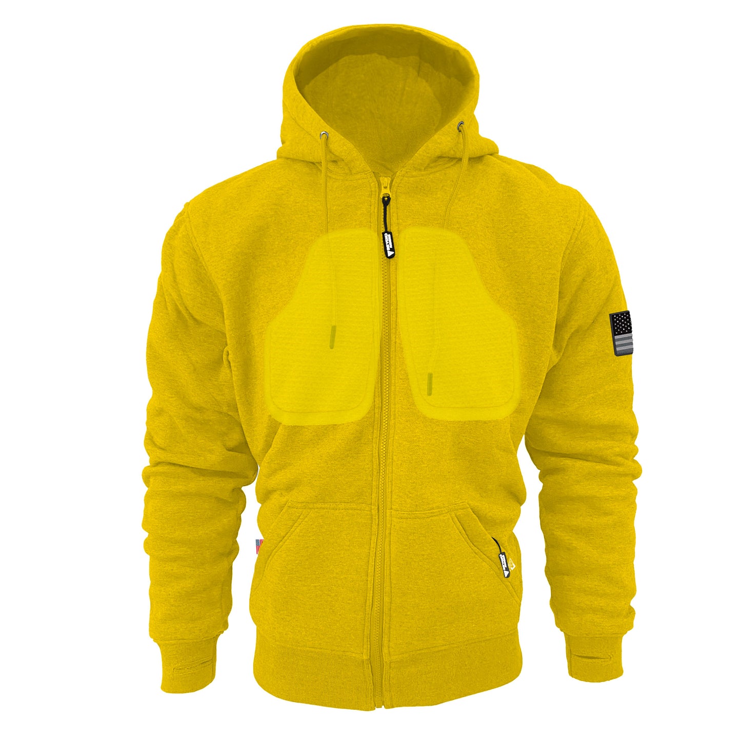 Protective Fleece Unisex Hoodie - Yellow with Pads