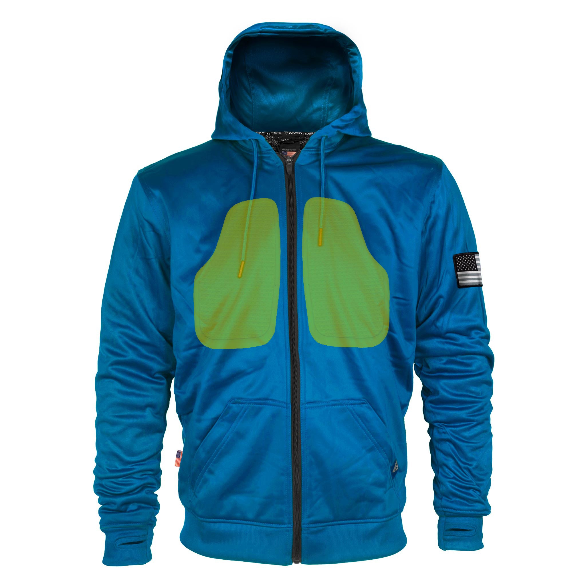 Unisex-Ultra-Hoodie-Teal-Solid-Front-with-Chest-Pads