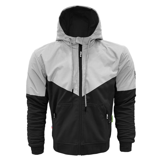 SoftShell Reflective "Alloy Eclipse" Hoodie - Black and Silver with Pads