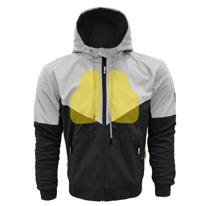 SoftShell Reflective "Alloy Eclipse" Hoodie - Black and Silver with Pads