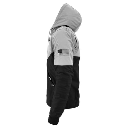 SoftShell Reflective "Alloy Eclipse" Hoodie - Black and Silver with Pads