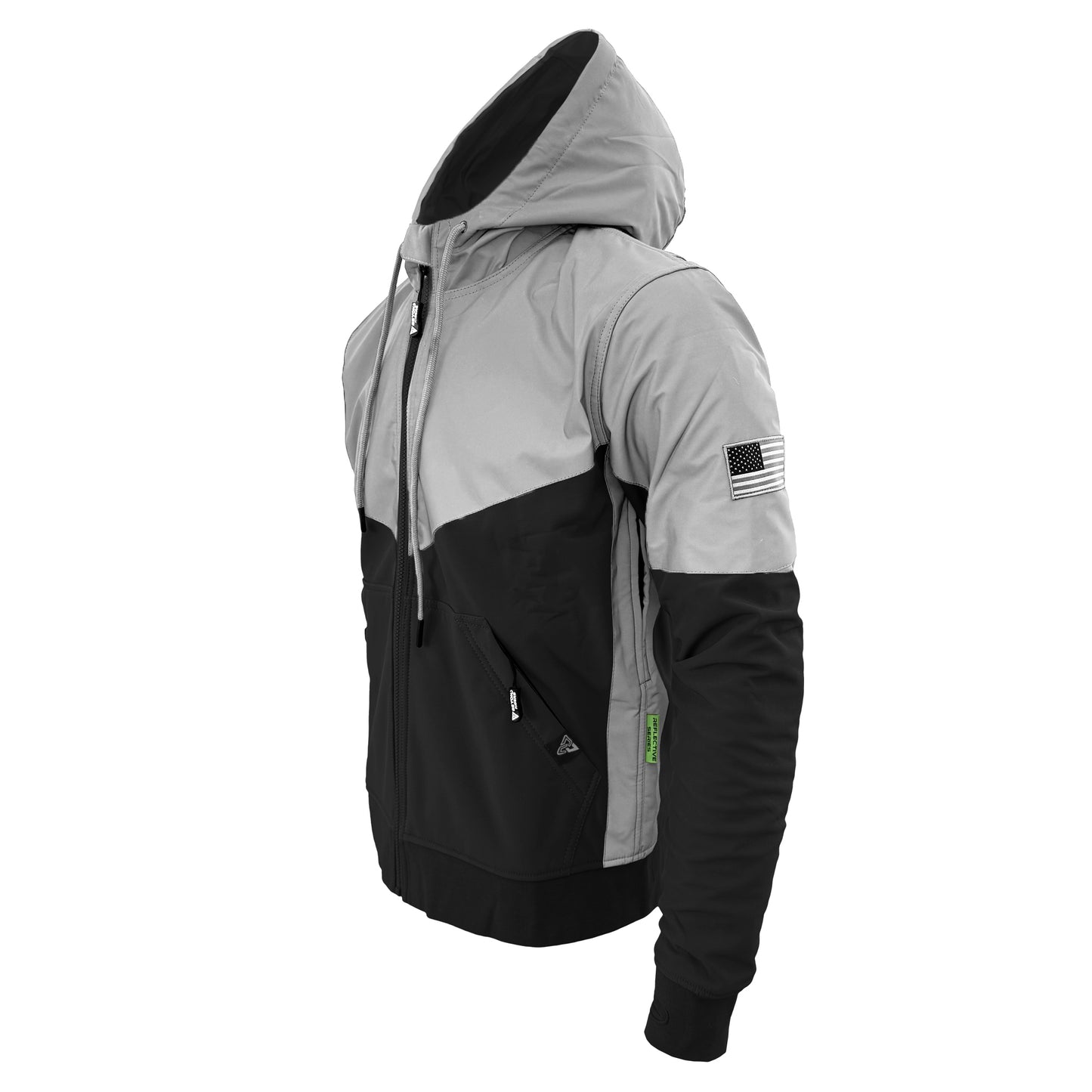 SoftShell Reflective "Alloy Eclipse" Hoodie - Black and Silver with Pads