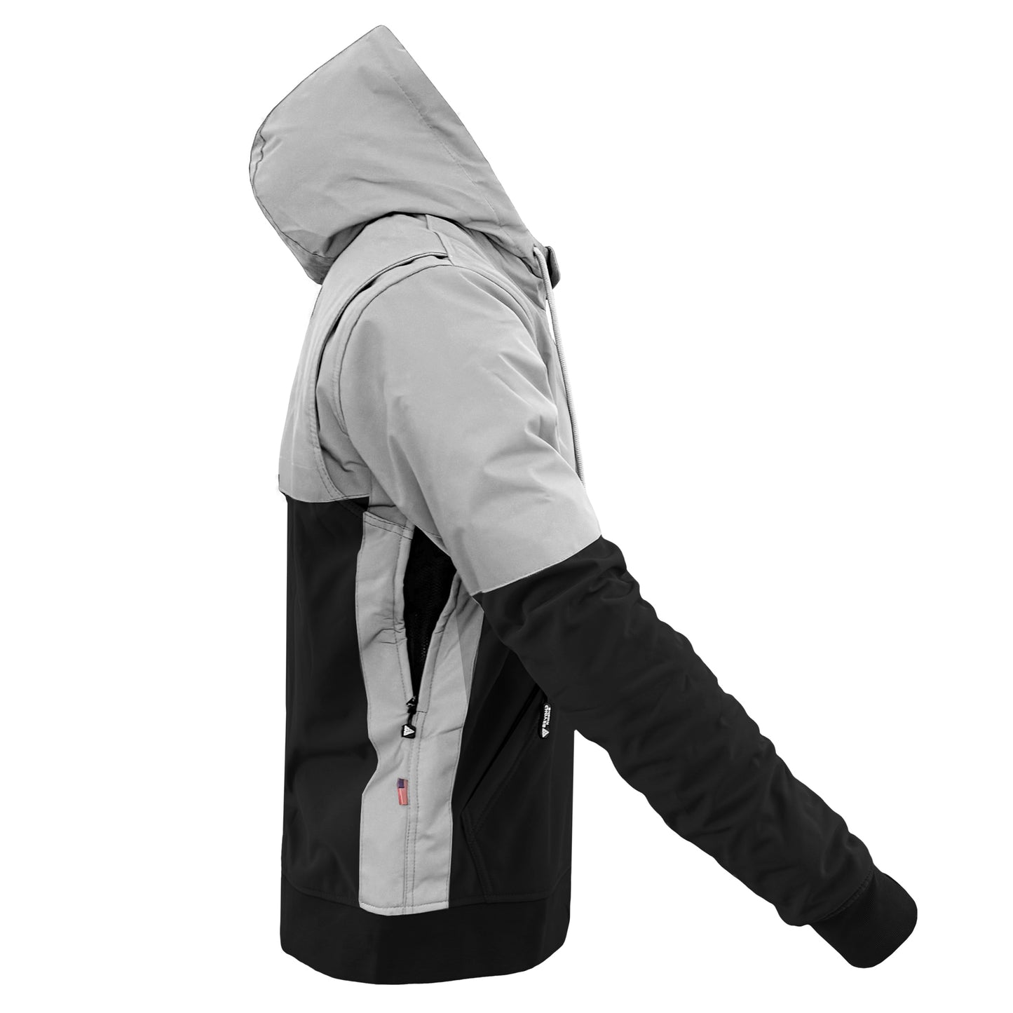 SoftShell Reflective "Alloy Eclipse" Hoodie - Black and Silver with Pads