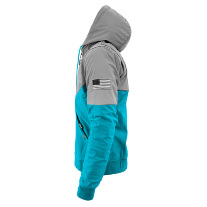SoftShell Reflective Arctic Blue Eclipse Hoodie - with Pads