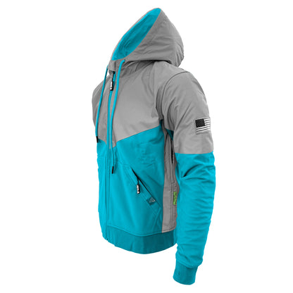 SoftShell Reflective Arctic Blue Eclipse Hoodie - with Pads