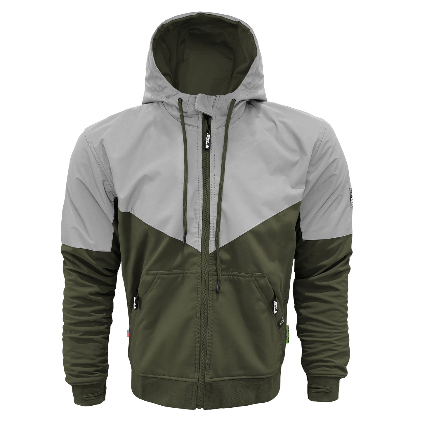 SoftShell Reflective Army Green Eclipse Hoodie - with Pads