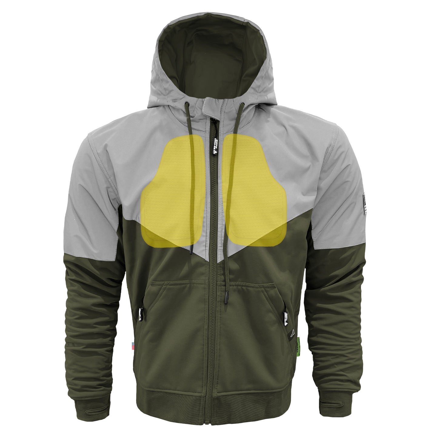SoftShell Reflective Army Green Eclipse Hoodie - with Pads