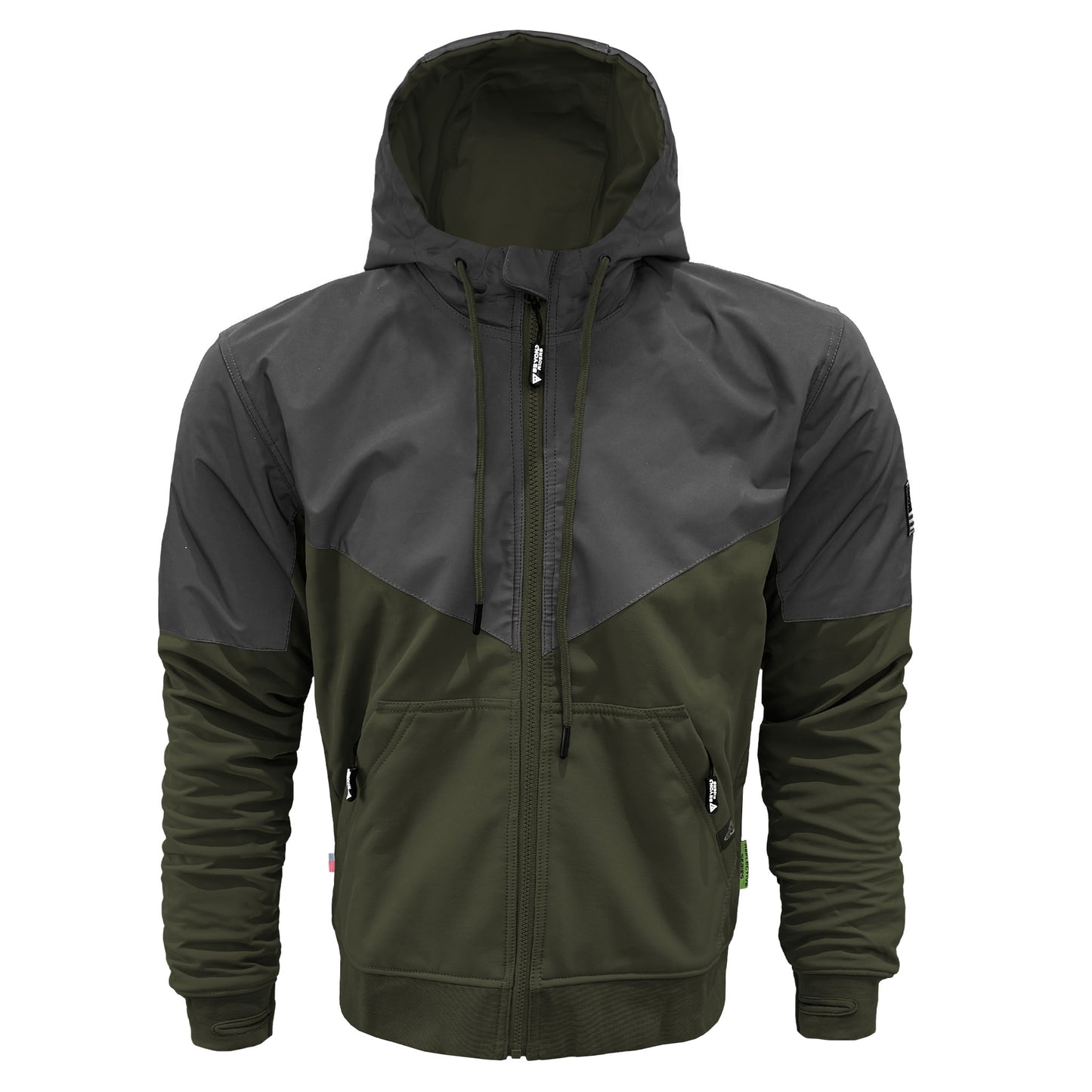 SoftShell Reflective Army Green Nebula Hoodie - with Pads