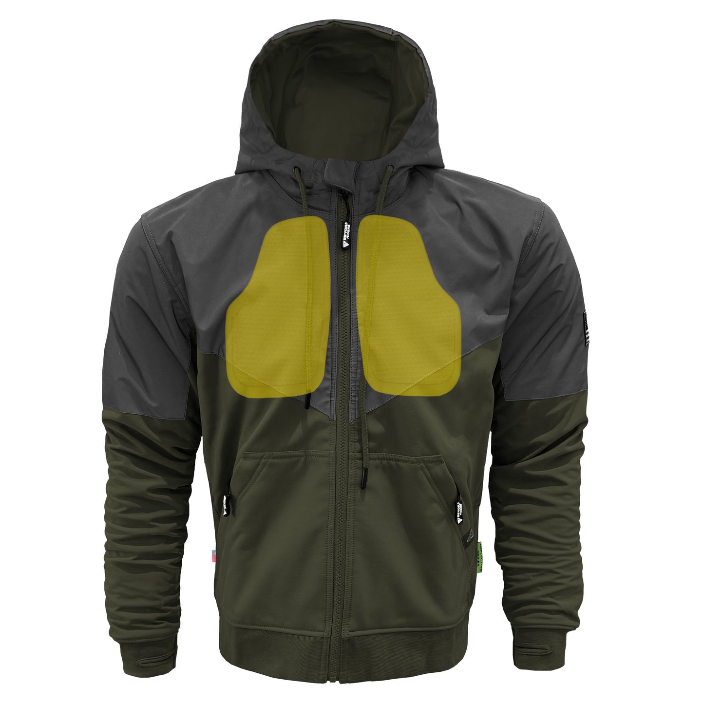 SoftShell Reflective Army Green Nebula Hoodie - with Pads